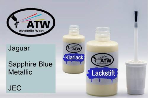 Jaguar, Sapphire Blue Metallic, JEC: 20ml Lackstift + 20ml Klarlack - Set, von ATW Autoteile West.